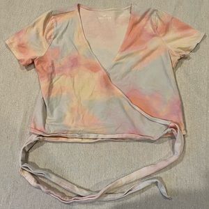 Hollister Cropped Wrap Baby Tee Pastel TieDye